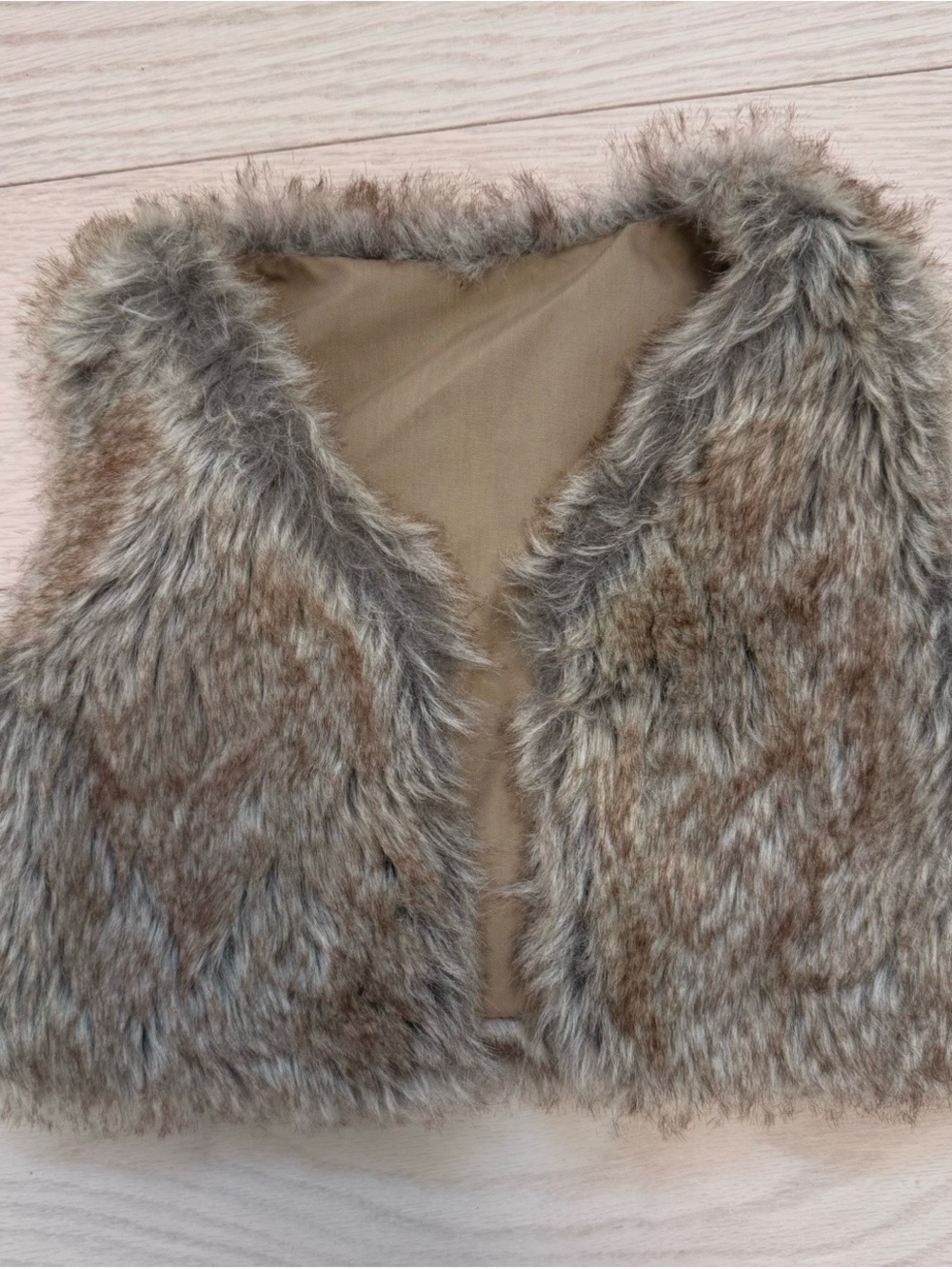 Carters Faux Fur Vest in Taupe Brown